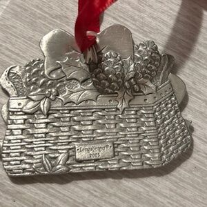 Vintage Longaberger 2005 Pewter Basket Christmas Ornament